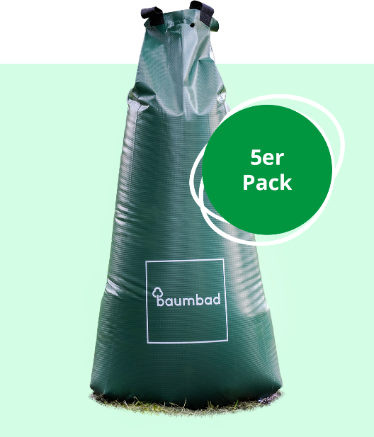 Confezione da 5 sacchetti per irrigazione premium baumbad XL da 100 litri per annaffiare gli alberi