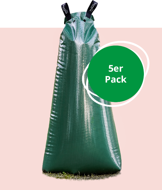 Pack de 5 bolsas de riego para árboles baumbad premium de 100 litros fabricadas en polietileno (PE)